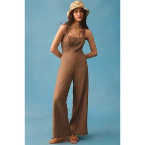 Anthropologie Reformation Autumn Linen Jumpsuit in Mushroom Size 6